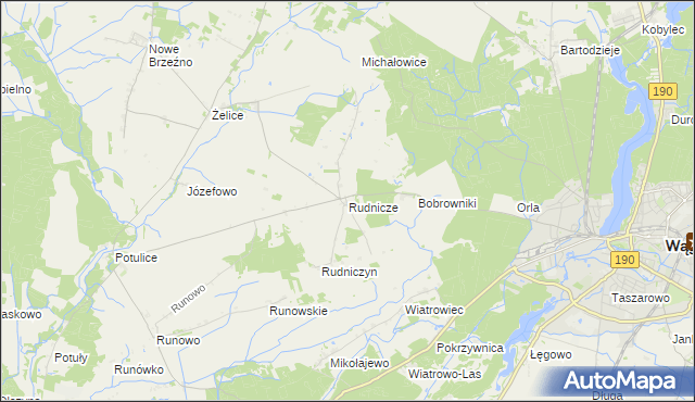 mapa Rudnicze gmina Wągrowiec, Rudnicze gmina Wągrowiec na mapie Targeo