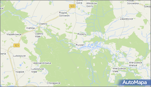 mapa Ryczeń, Ryczeń na mapie Targeo