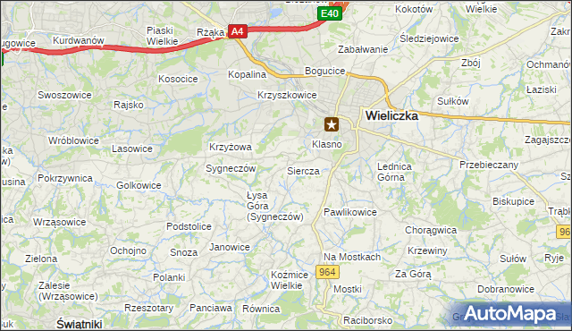 mapa Siercza, Siercza na mapie Targeo