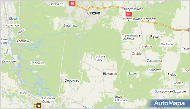 mapa Sokole Góry, Sokole Góry na mapie Targeo