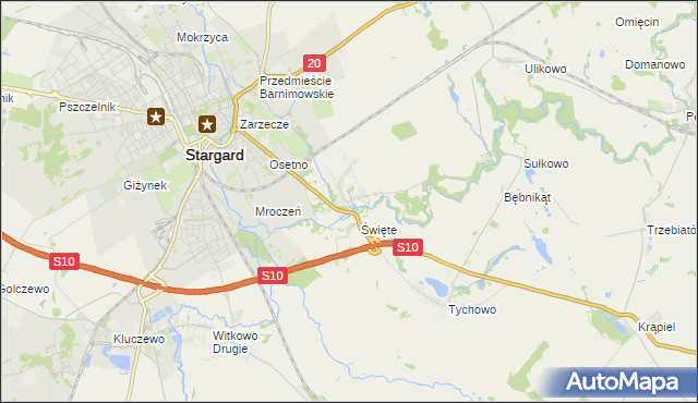 mapa Strachocin gmina Stargard, Strachocin gmina Stargard na mapie Targeo