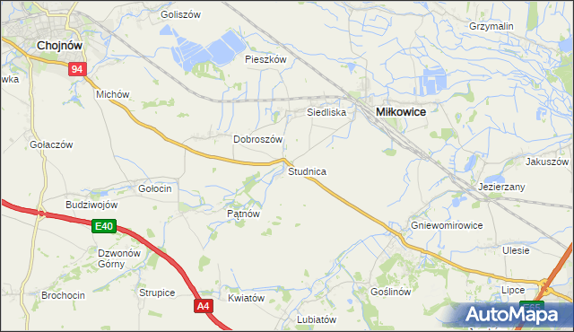 mapa Studnica gmina Miłkowice, Studnica gmina Miłkowice na mapie Targeo