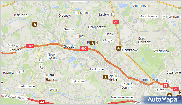 mapa Świętochłowice, Świętochłowice na mapie Targeo