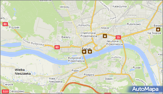 mapa Torunia, Toruń na mapie Targeo