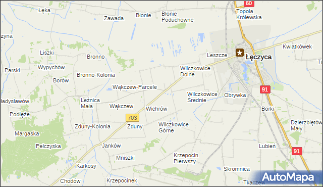 mapa Wilczkowice nad Szosą, Wilczkowice nad Szosą na mapie Targeo