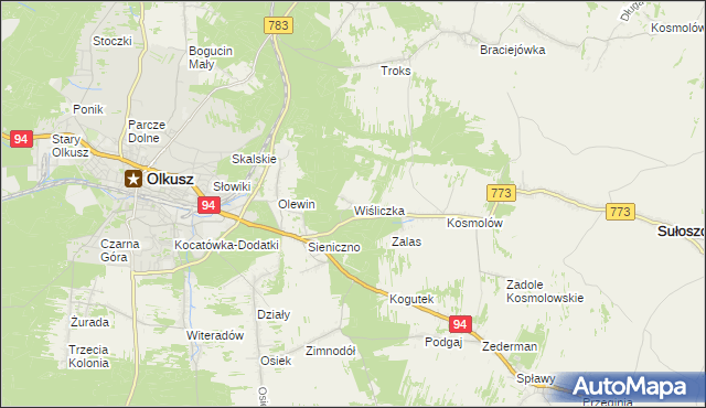 mapa Wiśliczka, Wiśliczka na mapie Targeo