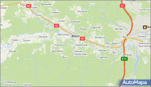 mapa Wojtyniów, Wojtyniów na mapie Targeo