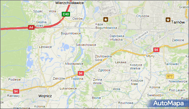 mapa Zbylitowska Góra, Zbylitowska Góra na mapie Targeo