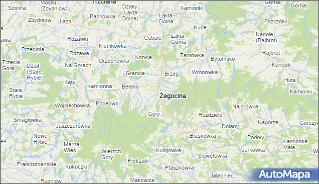 mapa Żegocina, Żegocina na mapie Targeo