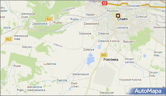 mapa Żółtańce, Żółtańce na mapie Targeo