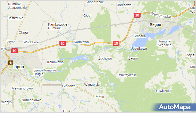 mapa Żuchowo, Żuchowo na mapie Targeo