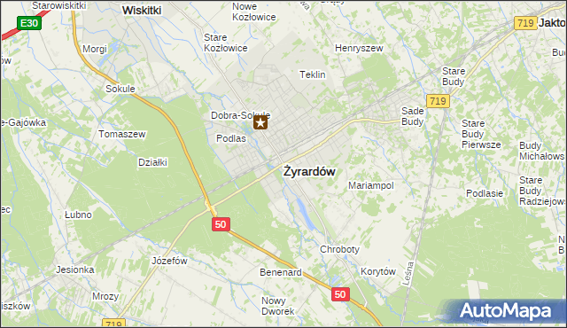 mapa Żyrardów, Żyrardów na mapie Targeo