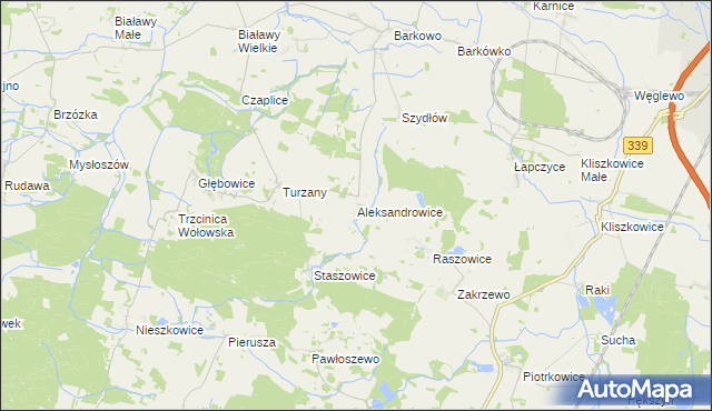 mapa Aleksandrowice gmina Wińsko, Aleksandrowice gmina Wińsko na mapie Targeo