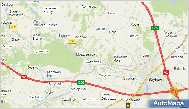 mapa Anielin Swędowski, Anielin Swędowski na mapie Targeo