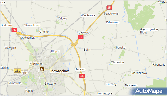 mapa Balin gmina Inowrocław, Balin gmina Inowrocław na mapie Targeo