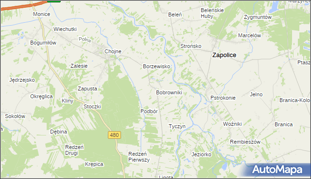 mapa Bobrowniki gmina Sieradz, Bobrowniki gmina Sieradz na mapie Targeo
