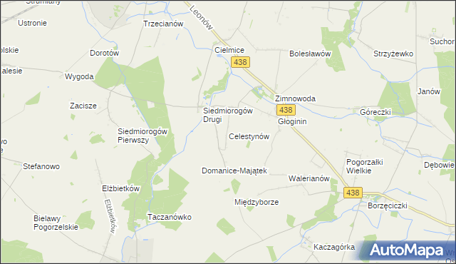 mapa Celestynów gmina Borek Wielkopolski, Celestynów gmina Borek Wielkopolski na mapie Targeo