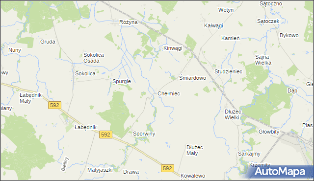 mapa Chełmiec gmina Sępopol, Chełmiec gmina Sępopol na mapie Targeo