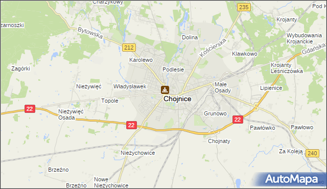 mapa Chojnic, Chojnice na mapie Targeo