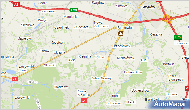 mapa Dobra gmina Stryków, Dobra gmina Stryków na mapie Targeo