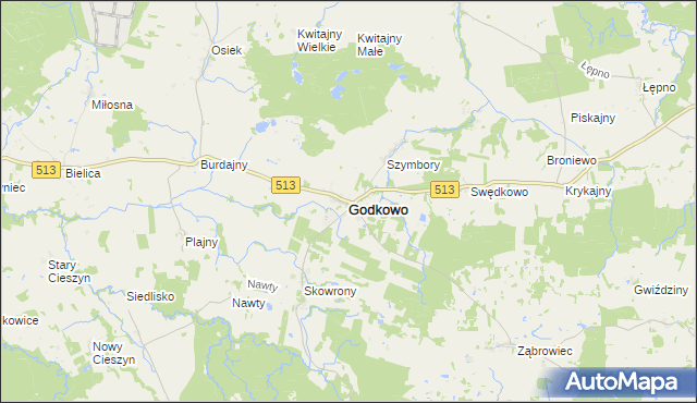 mapa Godkowo, Godkowo na mapie Targeo