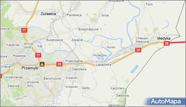 mapa Hureczko, Hureczko na mapie Targeo