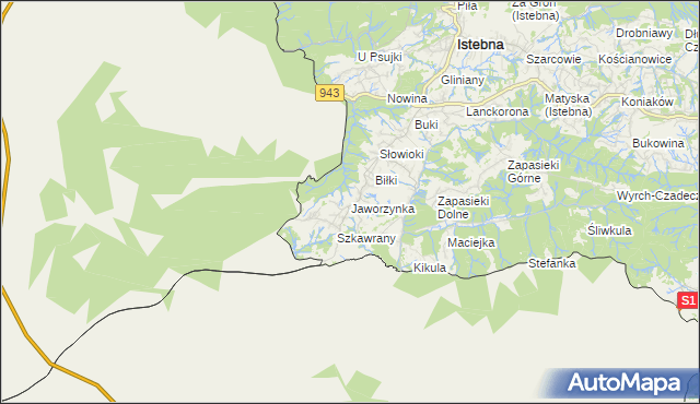 mapa Jaworzynka, Jaworzynka na mapie Targeo