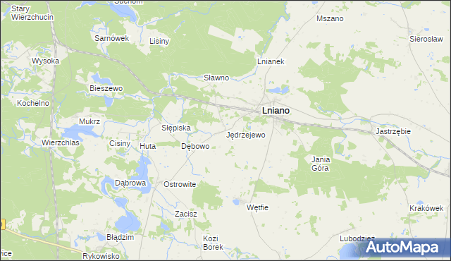 mapa Jędrzejewo gmina Lniano, Jędrzejewo gmina Lniano na mapie Targeo