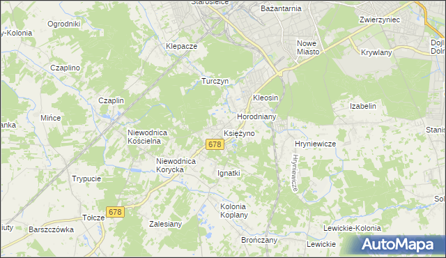 mapa Księżyno, Księżyno na mapie Targeo