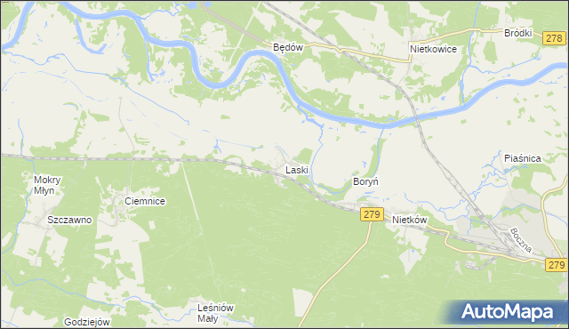 mapa Laski gmina Czerwieńsk, Laski gmina Czerwieńsk na mapie Targeo