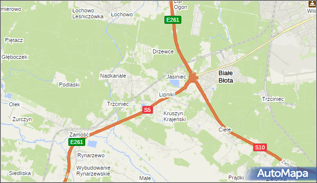 mapa Lipniki gmina Białe Błota, Lipniki gmina Białe Błota na mapie Targeo