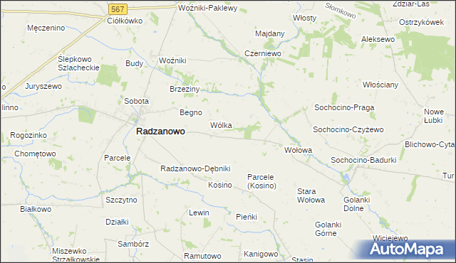 mapa Łoniewo gmina Radzanowo, Łoniewo gmina Radzanowo na mapie Targeo