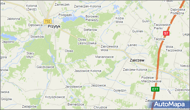 mapa Marianowice, Marianowice na mapie Targeo