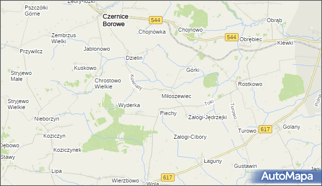 mapa Miłoszewiec, Miłoszewiec na mapie Targeo