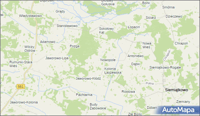 mapa Nowopole gmina Siemiątkowo, Nowopole gmina Siemiątkowo na mapie Targeo