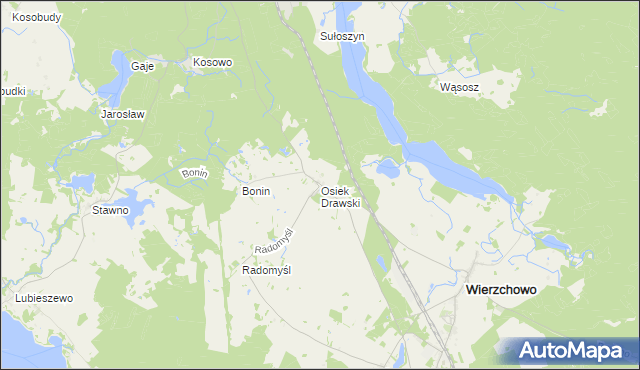 mapa Osiek Drawski, Osiek Drawski na mapie Targeo