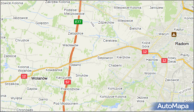 mapa Ślepowron, Ślepowron na mapie Targeo