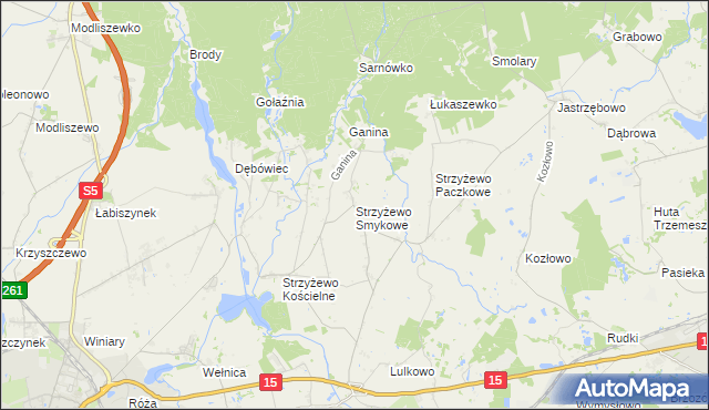 mapa Strzyżewo Smykowe, Strzyżewo Smykowe na mapie Targeo