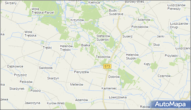 mapa Teodorów gmina Szczawin Kościelny, Teodorów gmina Szczawin Kościelny na mapie Targeo