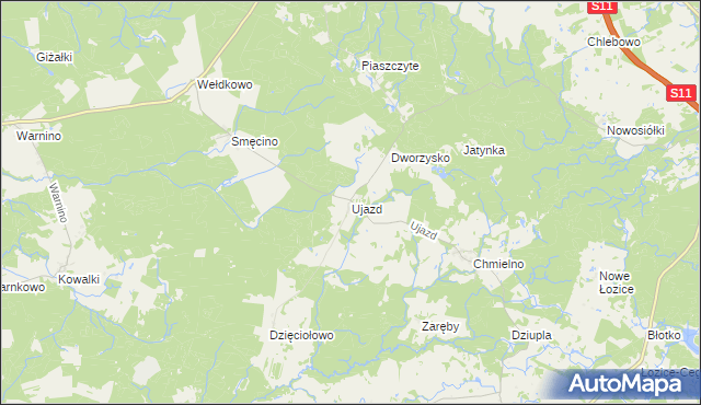 mapa Ujazd gmina Bobolice, Ujazd gmina Bobolice na mapie Targeo