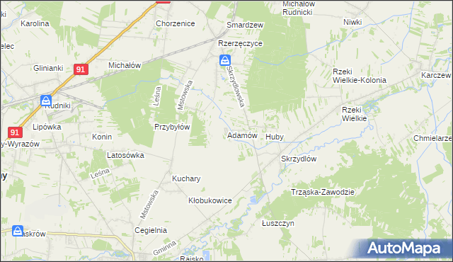 mapa Adamów gmina Kłomnice, Adamów gmina Kłomnice na mapie Targeo