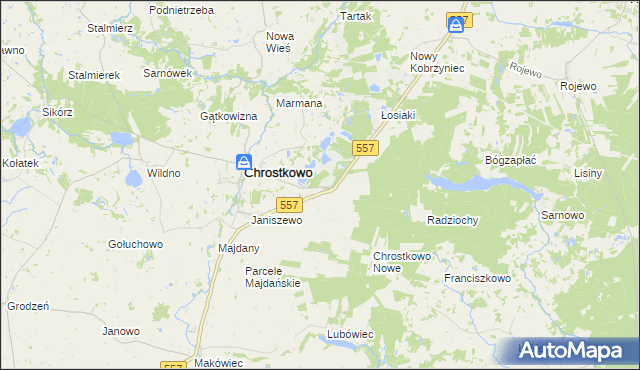 mapa Adamowo gmina Chrostkowo, Adamowo gmina Chrostkowo na mapie Targeo