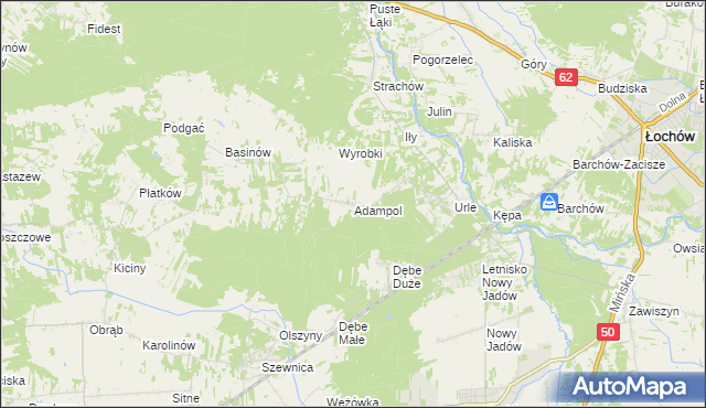 mapa Adampol gmina Jadów, Adampol gmina Jadów na mapie Targeo