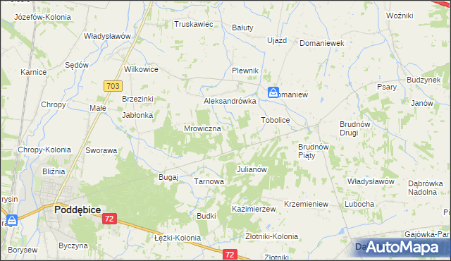 mapa Antoniew gmina Dalików, Antoniew gmina Dalików na mapie Targeo