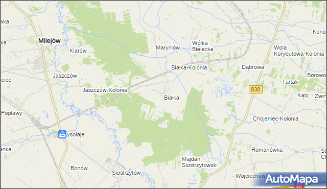 mapa Białka gmina Milejów, Białka gmina Milejów na mapie Targeo