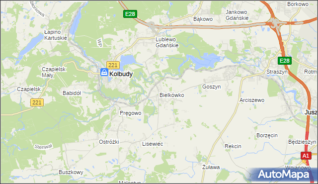 mapa Bielkówko, Bielkówko na mapie Targeo