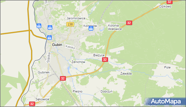 mapa Bieżyce, Bieżyce na mapie Targeo