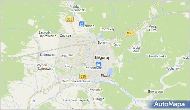 mapa Biłgoraj, Biłgoraj na mapie Targeo