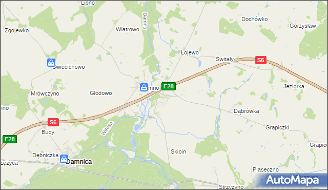 mapa Bobrowniki gmina Damnica, Bobrowniki gmina Damnica na mapie Targeo