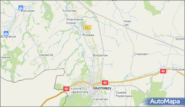 mapa Bodzanów gmina Głuchołazy, Bodzanów gmina Głuchołazy na mapie Targeo